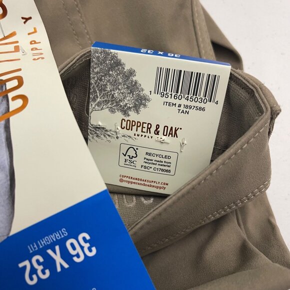 Copper & Oak Supply Co. NWT Men's Straight Fit Stretch Tech Pant, 36x32 Tan - Picture 6 of 6